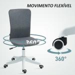 Cadeira de Escritório sem Apoio para os Braços Estofada em Linho Sintético com Altura Ajustável 53x43x85 - 93 cm Cinza