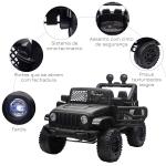 Carro Elétrico para Crianças com Bateria de 12V 2 Motores Controlo Remoto 2,4G Faróis Buzina Velocidade Ajustável 100x65x72 cm Preto