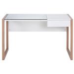 Mesa de computador Com tampo de vidro temperado e gaveta 120x60x75 cm Branco