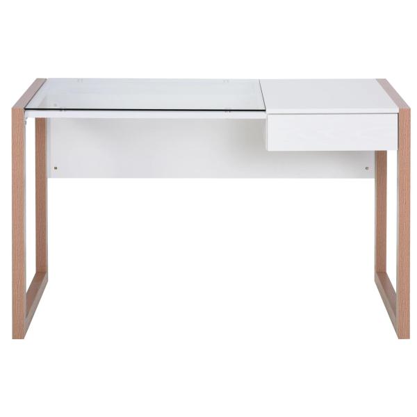 Mesa de computador Com tampo de vidro temperado e gaveta 120x60x75 cm Branco