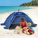 Tenda de Praia Dobrável Tenda de Campismo Pop - up para 1 - 2 Pessoas com Bolsa de Transporte 220x173x120 cm Azul Escuro