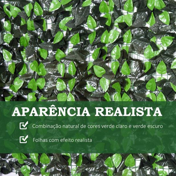 Vedação Artificial em Rolo 3x1m para Balcão Jardim Exterior Planta Decorativa de Parede PE Verde