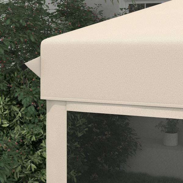 Tenda Dobrável 3x3 para Exterior com Mosquiteiras Bolsa de Transporte Estrutura de Aço e Tecido Oxford Resistente Bege