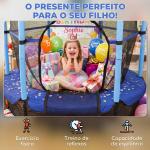 Trampolim para Crianças com Rede de Segurança e Estrutura de Aço para Interiores e Exteriores Carga 50 kg Ø163x190 cm Azul