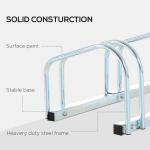 Estacionamento para 5 Bicicletas Suporte de Aço para Estacionar Bicicletas no Chão para Interior e Exterior 145x33x27cm Prata