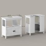 Móvel para Lavatório Pousar com Armário de 2 Portas Estante Aberto e Estante Ajustável Interior 60x30x60 cm Branco