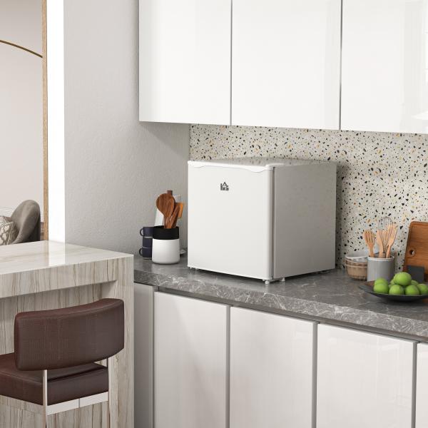 Mini Congelador Vertical 35 L Silencioso com Porta Reversível Temperatura Ajustável e Prateleira Amovível 47x44,2x48,8 cm Branco