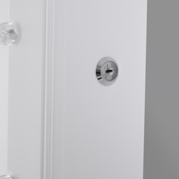 Armário para Joias 20 Luzes de LED Reclinável Fechadura Madeira 40x37x146cm Branco