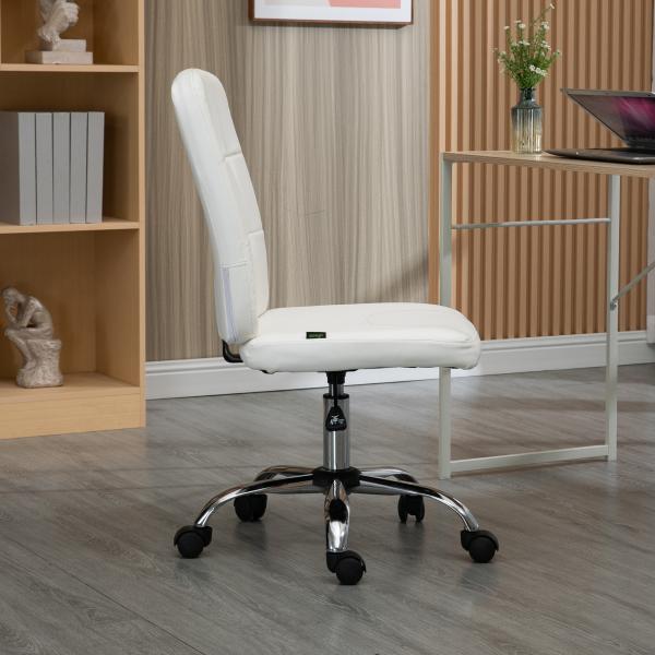 Cadeira de Escritório Giratória de Couro Sintético com Altura Ajustável Estilo Moderno Carga 120 kg 45x59x90 - 100 cm Branco