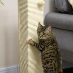 Poste Arranhador para Gatos com Poste de Sisal e Bola Suspensa para Interior 38x38x80cm Carvalho