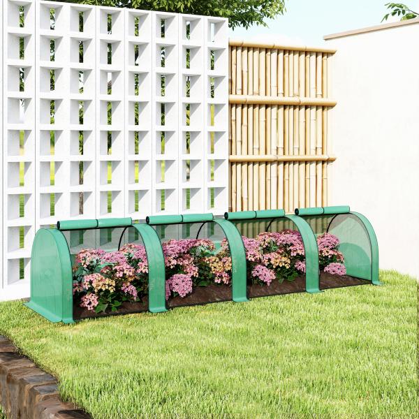 Estufa Pequena para Jardim, Cultivo de Plantas, com 4 Janelas Enroláveis, 400x100x80 cm, Verde