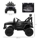 Carro Elétrico para Crianças com Bateria de 12V 2 Motores Controlo Remoto 2,4G Faróis Buzina Velocidade Ajustável 100x65x72 cm Preto