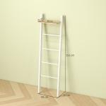 Toalheiro de Escada com Prateleira Superior e 4 Barras Suporte de Toalhas para Encostar na Parede 43x20x151 cm Branco e Carvalho