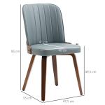 Conjunto de 2 Cadeiras de Sala de Jantar Modernas com Assentos Estofados em PU e Pés de Madeira 47,5x55x85cm Cinza e Madeira