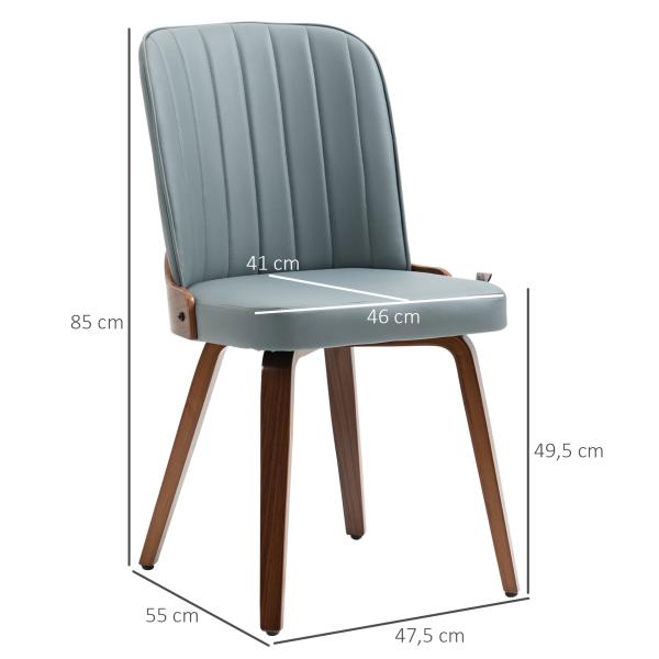 Conjunto de 2 Cadeiras de Sala de Jantar Modernas com Assentos Estofados em PU e Pés de Madeira 47,5x55x85cm Cinza e Madeira
