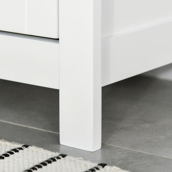 Armário de Casa de Banho com 1 Gaveta e Prateleira Interior Ajustável Móvel Auxiliar de Armazenamento Multifuncional para Sala de Estar Cozinha 60x30x80cm Branco