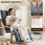 Poltrona de Salão com Apoio para os Pés Ajustável Estofada em Veludo com Estrutura de Madeira 67x93x105 cm Cinzento Escuro