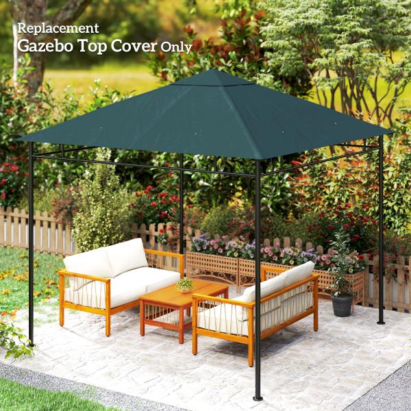 Toldo de Substituição de 3x3m para Pérgola de Jardim com 8 Orifícios de Drenagem e Ventilação Cinza