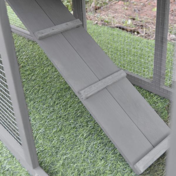 Casa para Coelhos de Madeira Coelheira para Exterior com Bandeja Removível 147x54x84cm Cinza