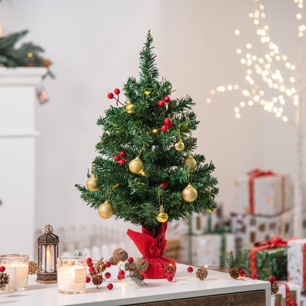 Mini Árvore de Natal 60cm Artificial com Suporte Metálico 73 Ramos PVC Ø40x60cm Verde
