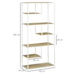 Estante de Armazenamento para Livros com Estrutura de Aço para Escritório Sala de Estar Estúdio 83x34x180cm Carvalho e Branco