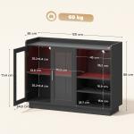 Móvel de Bar com Luzes LED RGB e Porta - Garrafas para 12 Garrafas Armário Buffet para Vinhos para Sala de Jantar Sala de Estar Preto