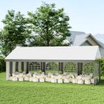 Tenda para Festa 4x8 m Tenda de Jardim com Paredes Removíveis Portas e Janelas Anti - UV para Casamento e Eventos Cinzento