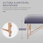 Marquesa de Massagem Dobrável com Estrutura de Madeira Altura Regulável e Bolsa de Transporte 186x60x61 - 87 cm Roxo