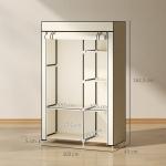 Roupeiro de Tecido Dobrável com 6 Prateleiras e 1 Barra de Pendurar para Dormitório Vestidor 103x43x162,5cm Creme