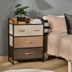 Cómoda de Tecido com 4 Cestos Removíveis e Dobráveis Base Elevada Móvel de Armazenamento 58x29x78,5 cm Multicor
