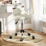 Banco com Rodas Banco Giratório com Altura Ajustável Cosmética Dentista Cabeleireiro Ø50x63 - 83 cm Branco