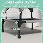 Cama para Cães Elevada com Toldo para Cães Médios com Estrutura de Aço e Bolsa de Transporte 76x61x69,5 cm Cinza Claro