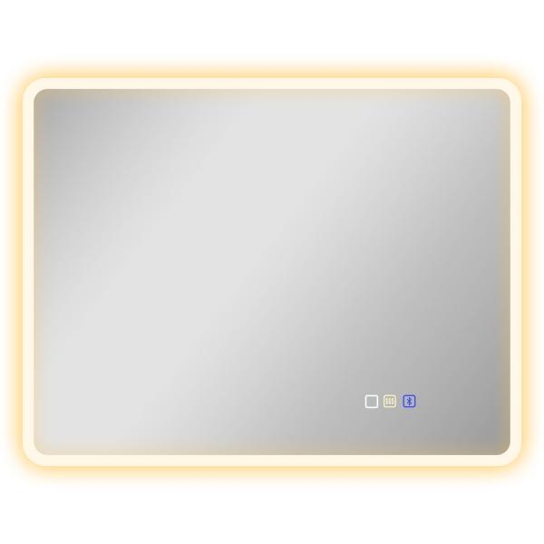 Espelho LED para Casa de Banho 90x70 cm com Bluetooth, 3 Tons de Luz, Antiembaciamento, Memória e IP44