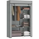 Roupeiro de Tecido Dobrável com 6 Prateleiras e 1 Barra de Pendurar para Dormitório Vestidor 103x43x162,5cm Cinza