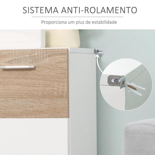 Armário Casa de Banho com 2 Portas e Prateleiras Interiores Ajustáveis Móvel Auxiliar de Madeira Multiuso para Sala de Estar Cozinha Sala de Jantar 60x30x85cm Branco e Madeira Natural