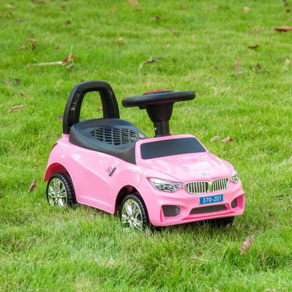 Carro Andador para Crianças de 18 - 36 Meses com Faróis Música Buzina Volante Compartimento de Armazenamento e Alça para Empurrar 63,5x28x36 Rosa