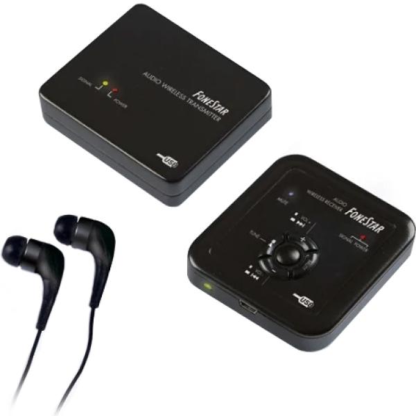 Sistema s/ Fios de Auscultadores Stéreo 2,4Ghz - FONESTAR
