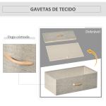 Cómoda com 4 Gavetas Dobráveis e Prateleira Aberta Cómoda com Gavetas de Tecido Anti - Tombo 58x29x103cm Madeira e Cinza Claro