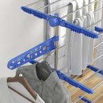 Estendal Vertical Dobrável de 4 Níveis com 6 Rodas 2 Laterais Dobráveis Prateleiras Ajustáveis 142x55x172 cm Azul
