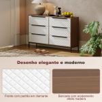 Cómoda com 6 Gavetas de Tecido Frentes com Padrão de Diamante Móvel de Arrumação 117,5x30x73,5 cm Madeira e Branco
