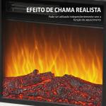 Lareira Elétrica Decorativa 1800W com Prateleira, Efeito de Chama, 5 Níveis de Brilho, Termóstato, Temporizador e Comando, para TV até 38", Branco
