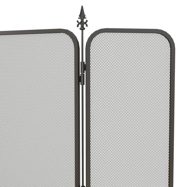 Frente para Lareira de 3 Painéis Proteção para Lareira Dobrável Frente para Lareira de Metal 96x1,3x56 cm Preto