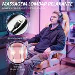 Cadeira Gaming Reclinável 155° com Suporte Lombar com Massagem Apoio de Cabeça e Apoio para os Pés 63x66x126 - 134 cm Rosa
