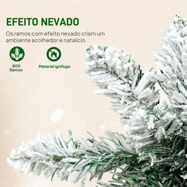 Árvore de Natal Estreita 225 cm Árvore de Natal Nevada com Luzes LED Temporizador 11 Modos de Iluminação Verde