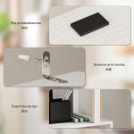 Estante de 5 Níveis em Forma de S Estante de Livros com 5 Prateleiras e 2 Portas 60x23,8x179,2 cm Branco