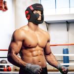 Capacete de Boxe com Correia Ajustável Protetor de Cabeça para Artes Marciais Karate Tamanho L Vermelho e Preto