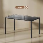Mesa de Refeição de Vidro Mesa Retangular para 6 Pessoas com Pés de Metal 140x80x75 cm Preto