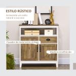 Aparador Sala de Estar com 2 Portas Gaveta e Prateleira Ajustável para Sala de Jantar Cozinha Dormitório 76,6x35x81,5 cm Branco e Madeira Envelhecida