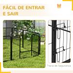 Parque para Animais de Estimação 8 Paineis 80x60cm Gaiola para Cães de Metal com Porta e Dupla Fechadura Preto