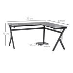 Secretária para PC Computador Secretária de canto angular para escritório 155x130x76cm Madeira preta